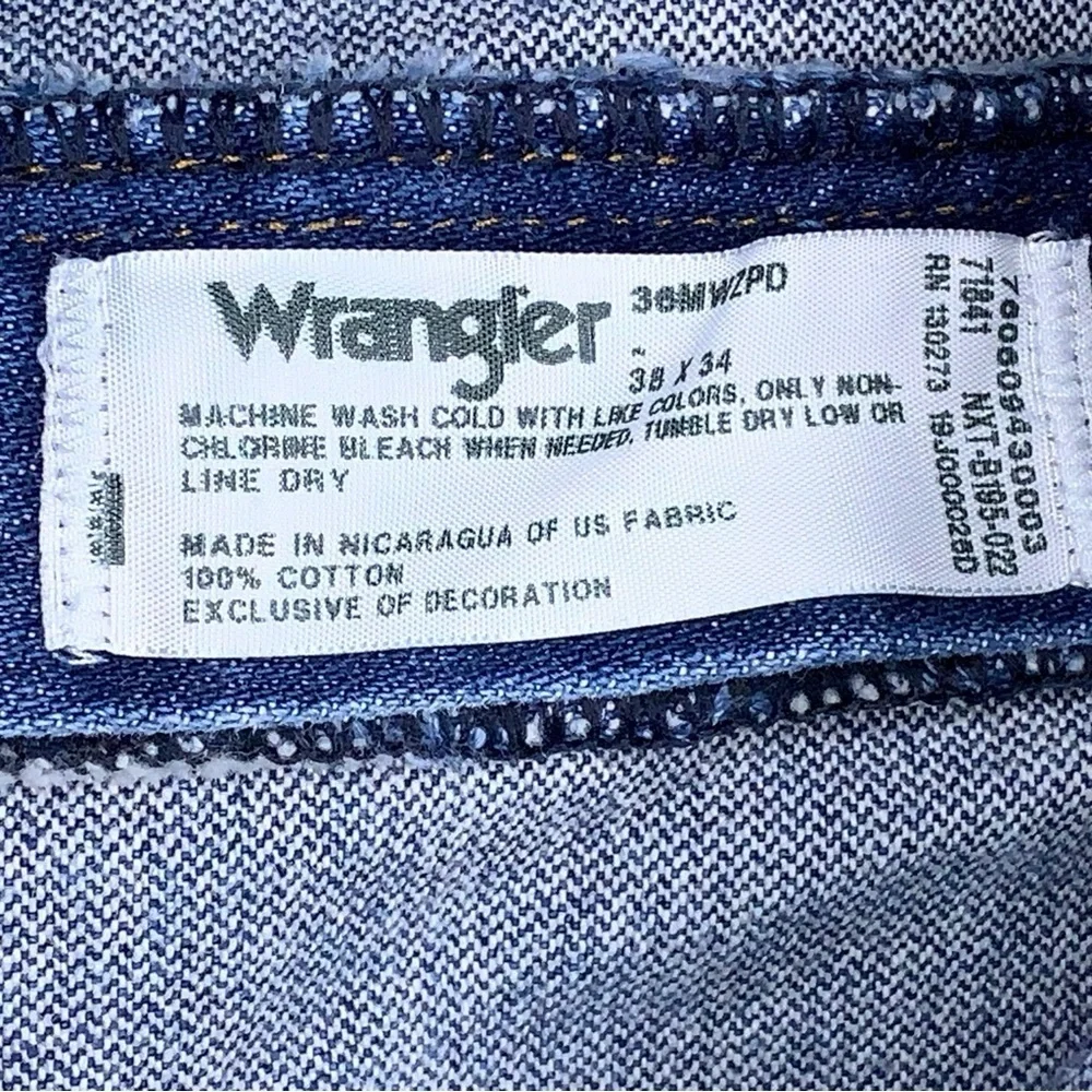 Actual 37x33 Wrangler Slim Fit Blue Denim Jeans 36MWZ Western Bootcut Cowboy Cut